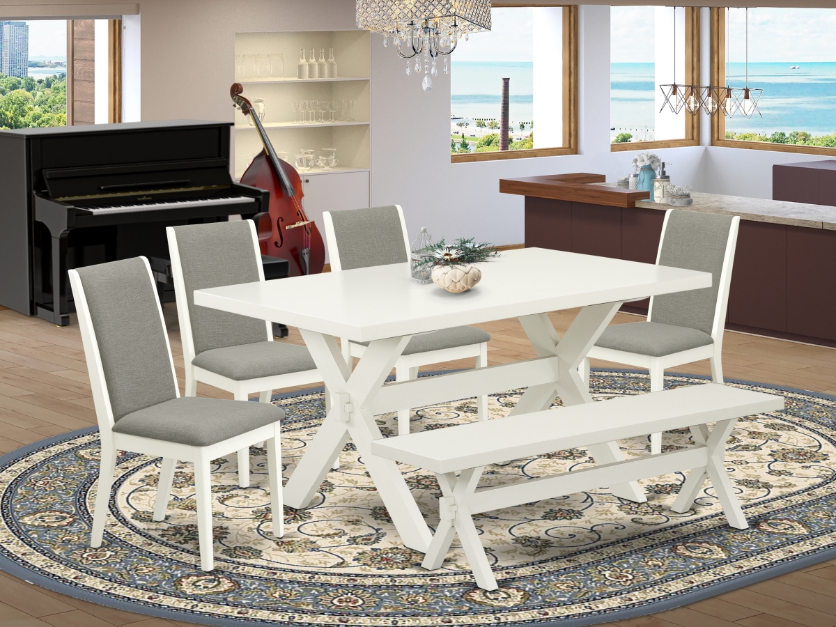 6 Piece X-Style Beautiful Dinette Set - Linen White