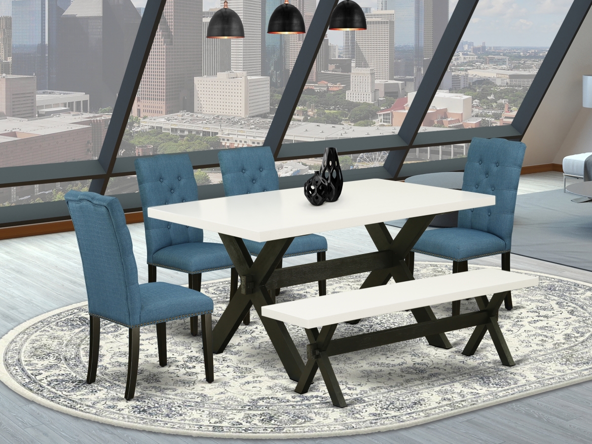 6 Piece X-Style Gorgeous Dinette Set - Wire Brushed Black