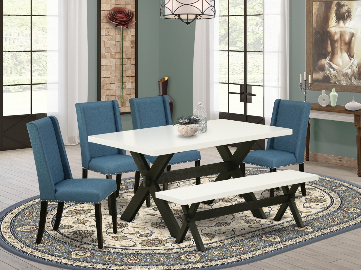 6 Piece X-Style Gorgeous Dinette Set - Wire Brushed Black