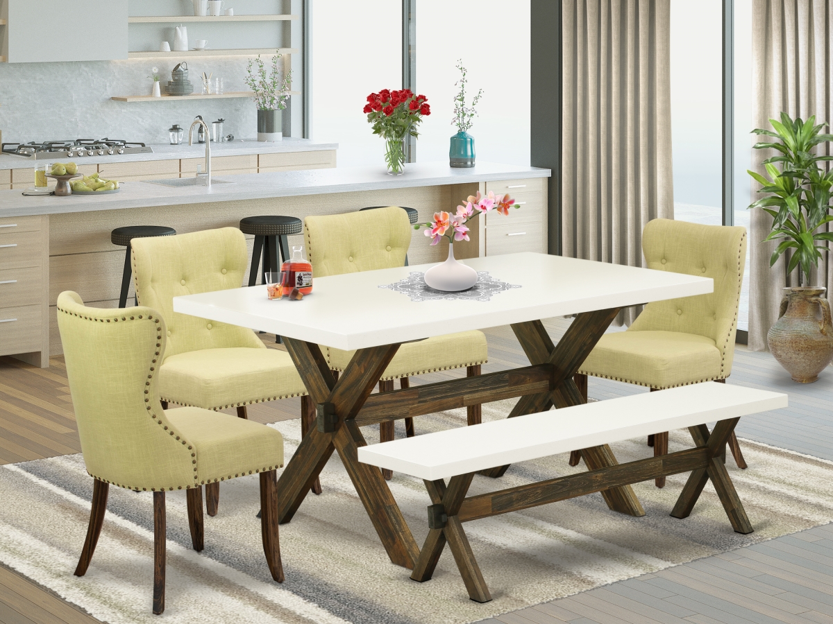 6 Piece X-Style Kitchen Dining Set - Distressed Jacobean