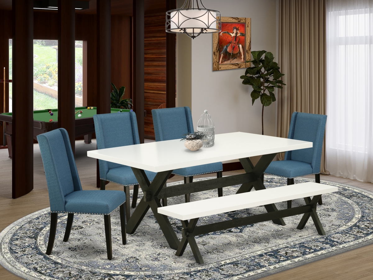 6 Piece X-Style Awesome Kitchen Table Set - Wire Brushed Black