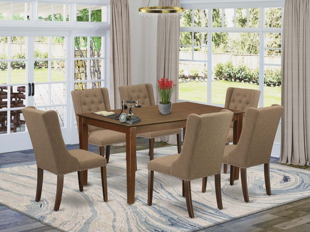 7 Piece Capri Dining Room Set - Mahogany & Light Gray