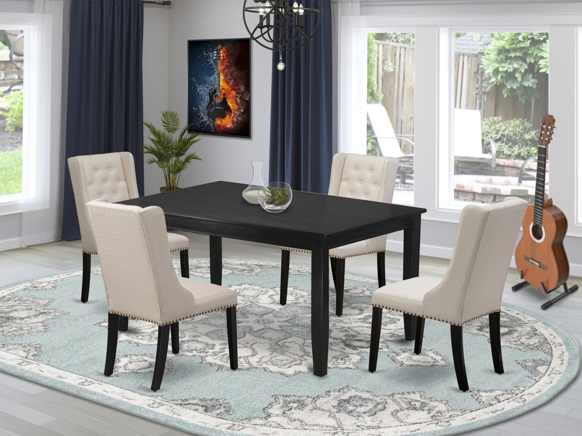 5 Piece Dudley Modern Dining Set - Black & Cream