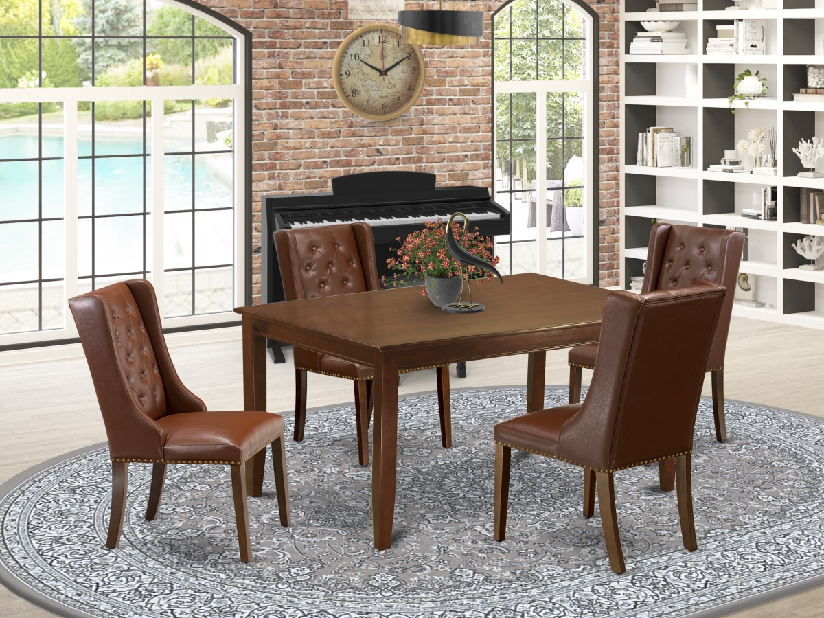 5 Piece Dudley Dinette Set - Mahogany & Light Gray