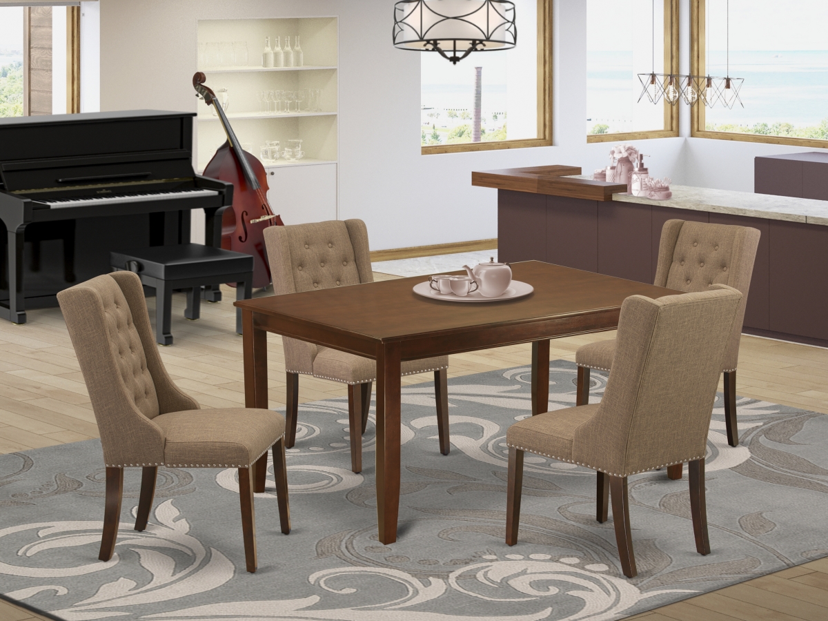 5 Piece Dudley Modern Dining Set - Mahogany & Light Gray