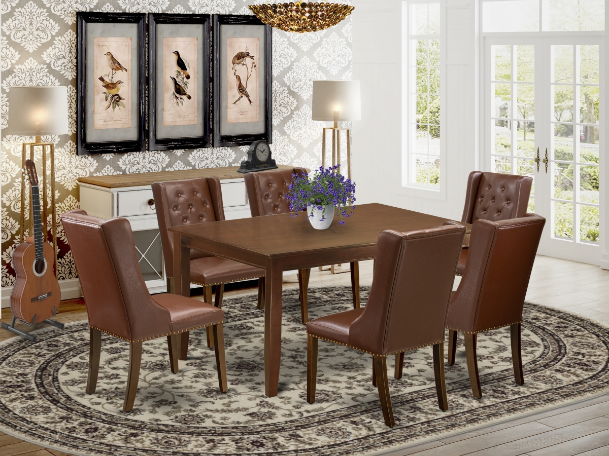 7 Piece Dudley Kitchen Dining Set - Mahogany & Brown