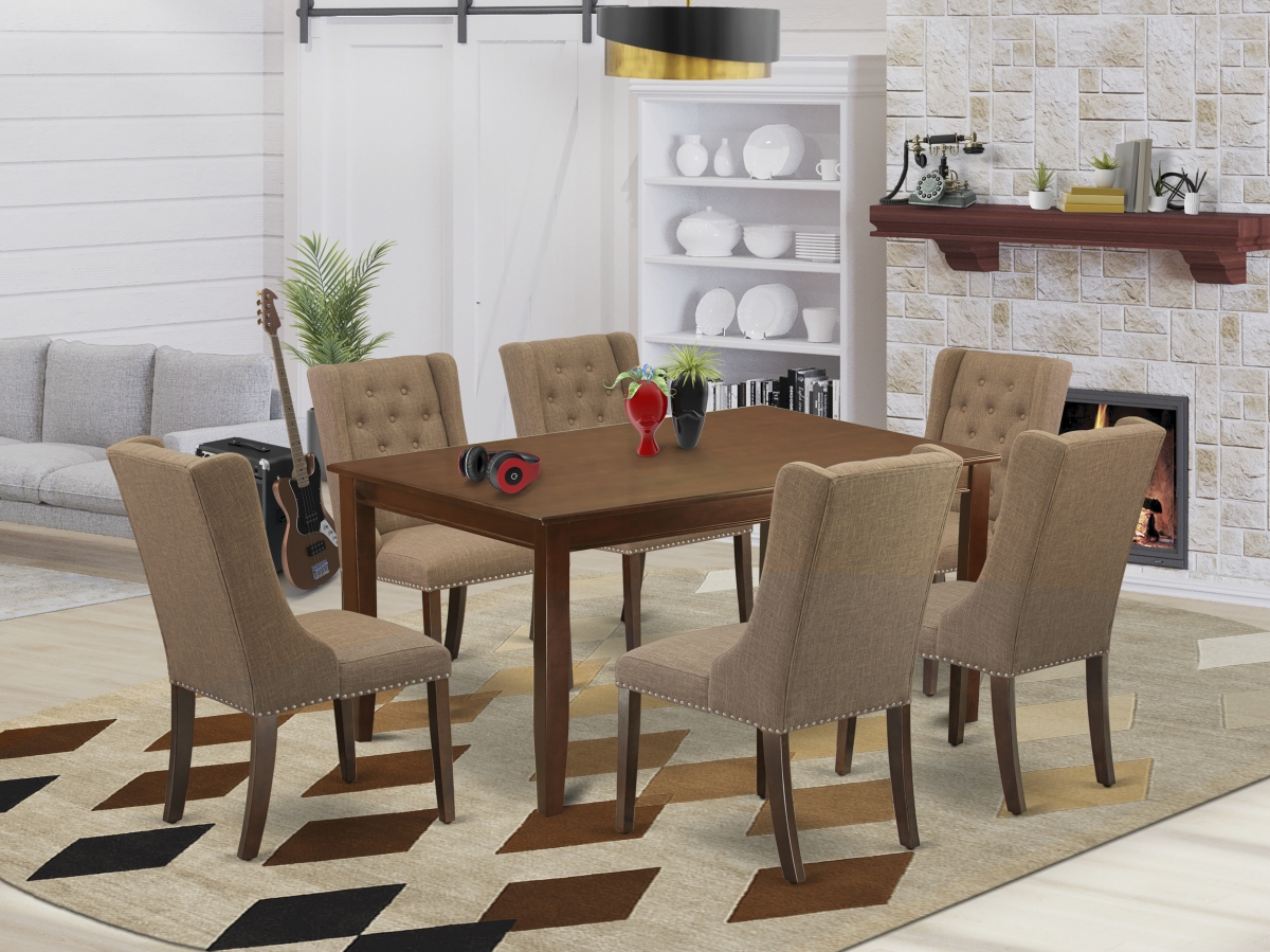 7 Piece Dudley Dining Room Table Set - Mahogany & Light Sable