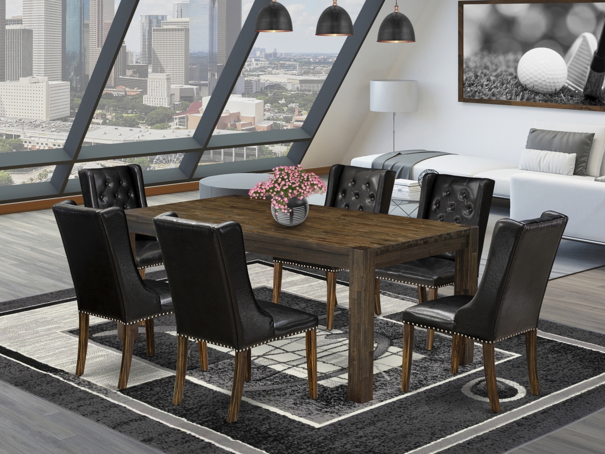 7 Piece Lismore Kitchen Dining Set - Distressed Jacobean & Black