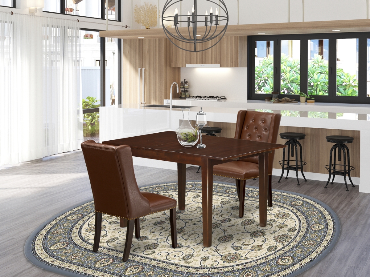 3 Piece Milan Kitchen Table Set - Mahogany & Brown