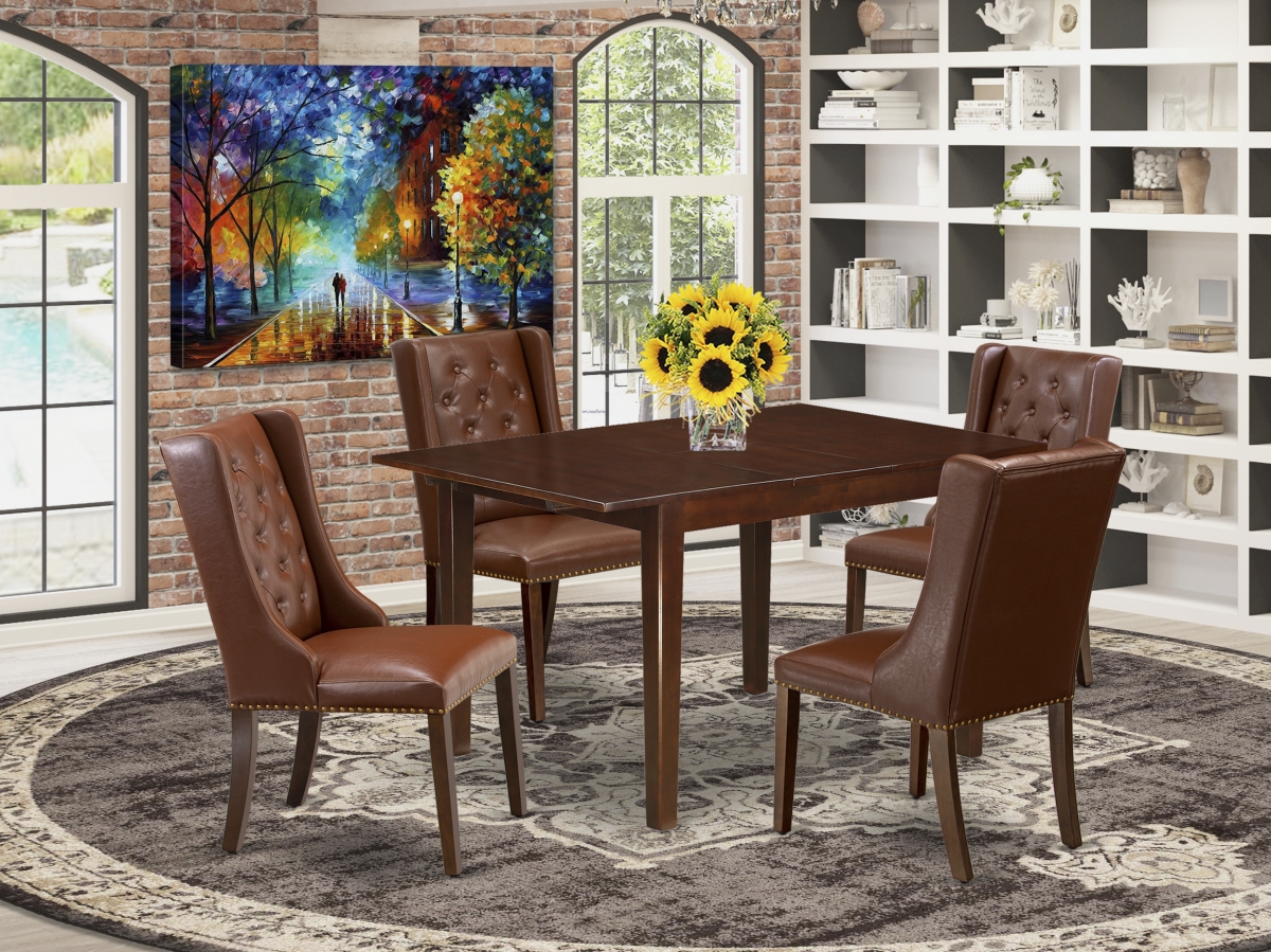 5 Piece Milan Dinette Room Set - Mahogany & Brown