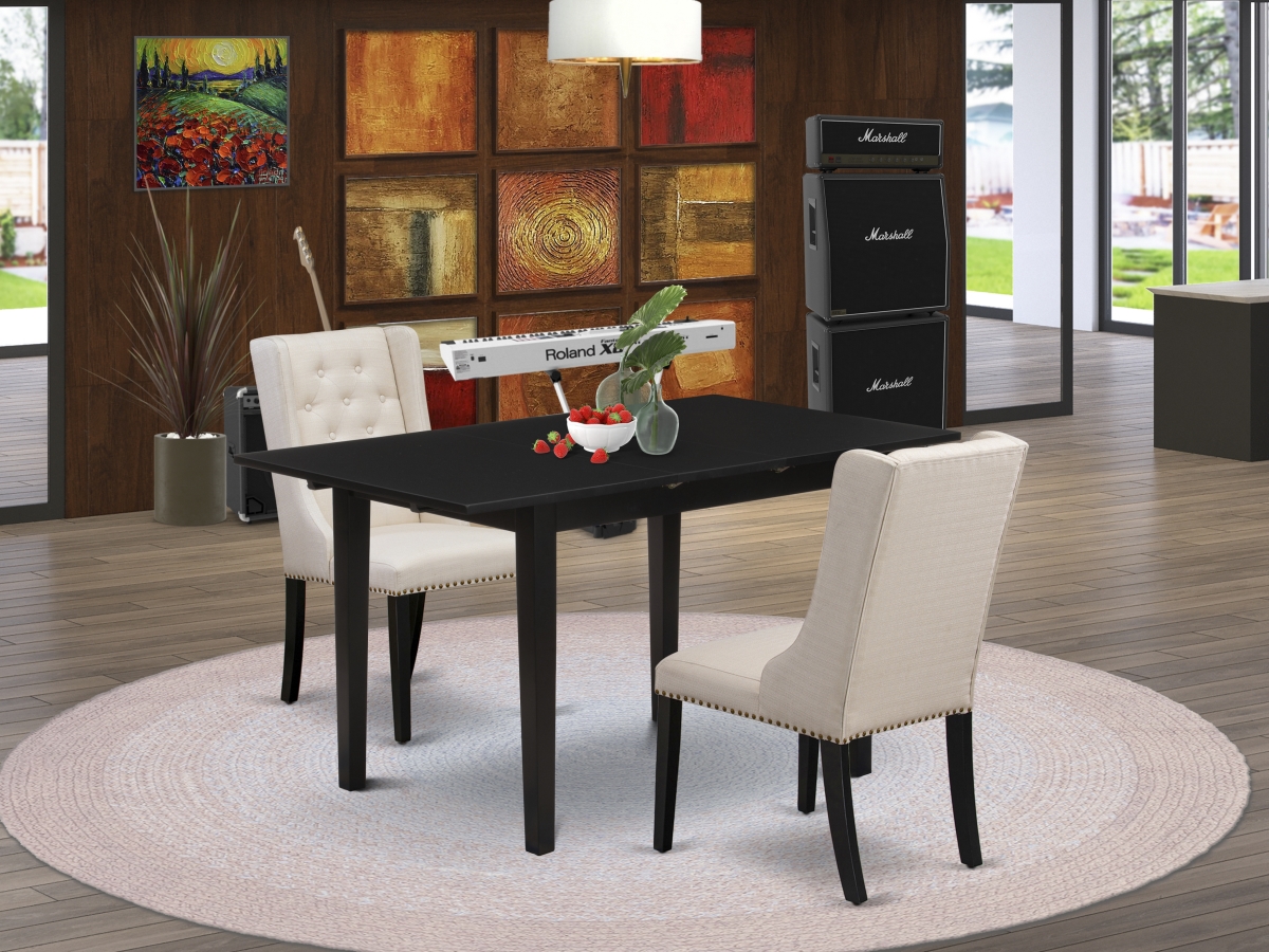 3 Piece Norfolk Kitchen Table Set - Black & Cream
