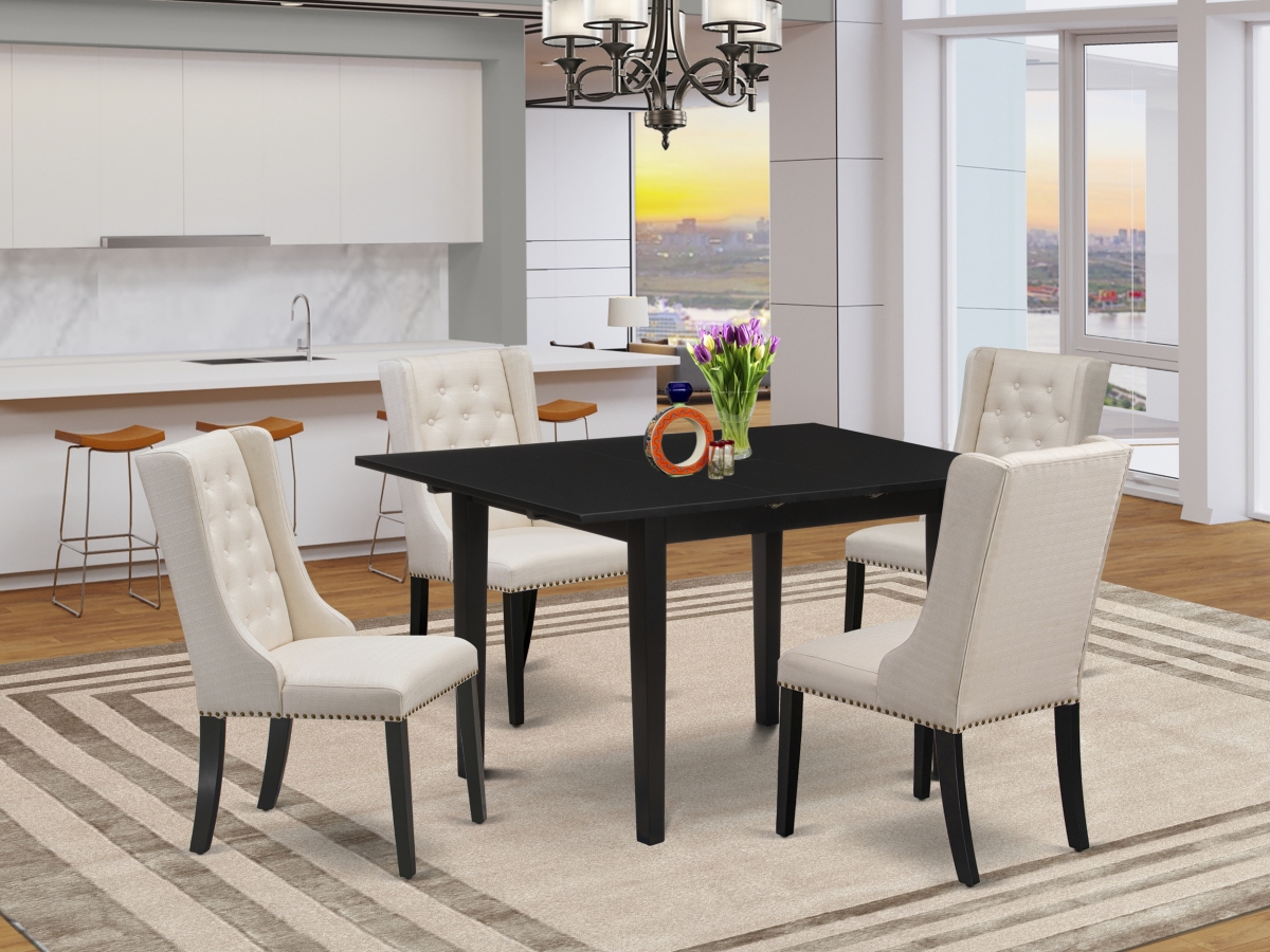 5 Piece Norfolk Dinette Room Set - Black & Cream