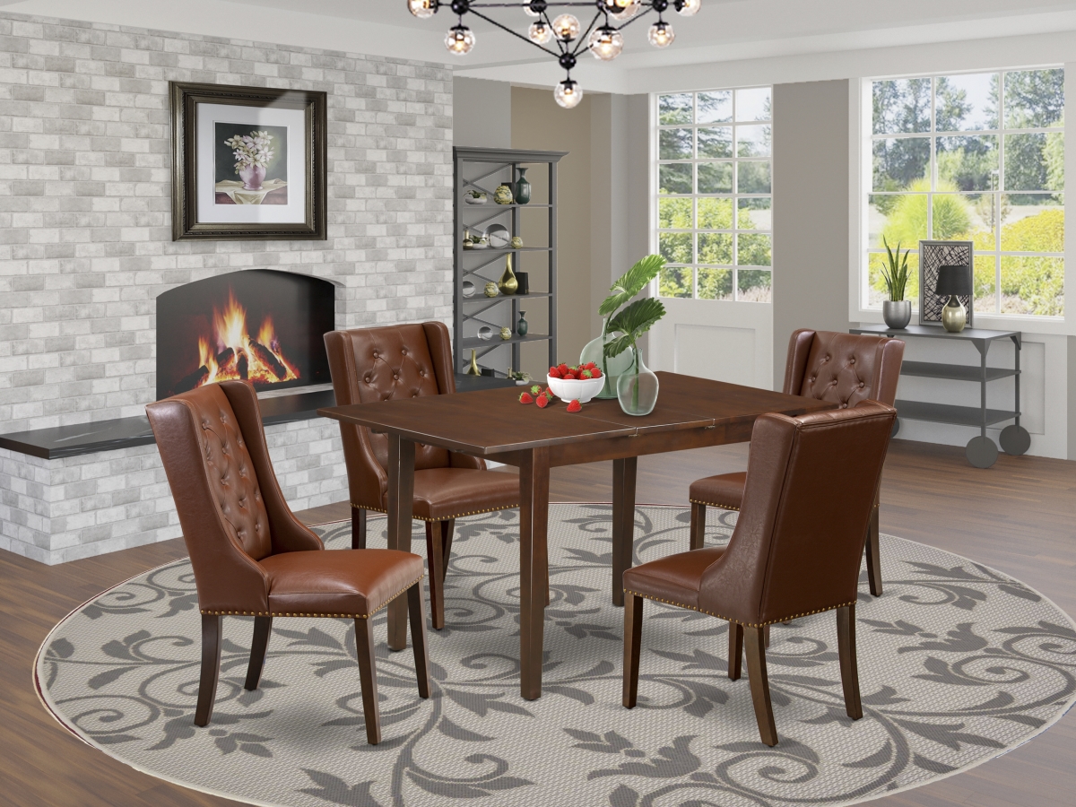 5 Piece Norden Dining Room Set - Mahogany & Brown