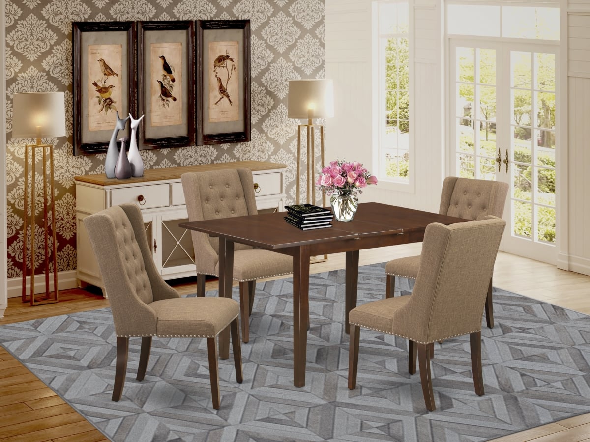 5 Piece Norfolk Dining Room Table Set - Mahogany & Light Sable