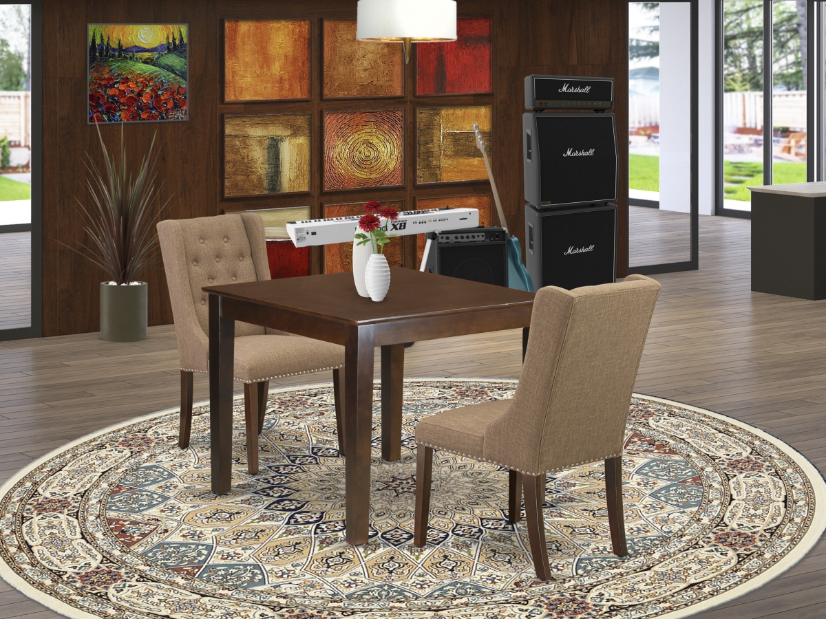 3 Piece Oxford Dinette Room Set - Mahogany & Light Sable