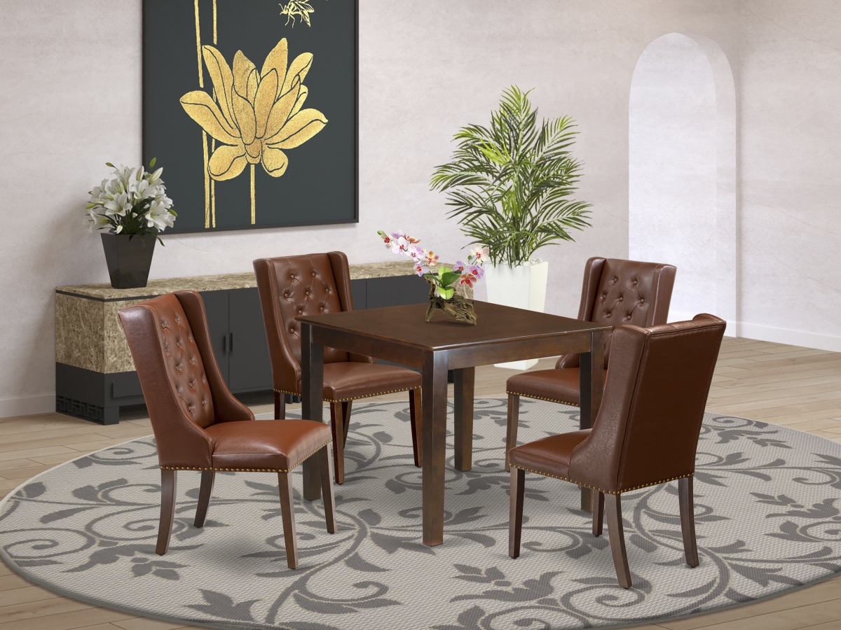 5 Piece Oxford Kitchen Room Table Set - Mahogany & Brown