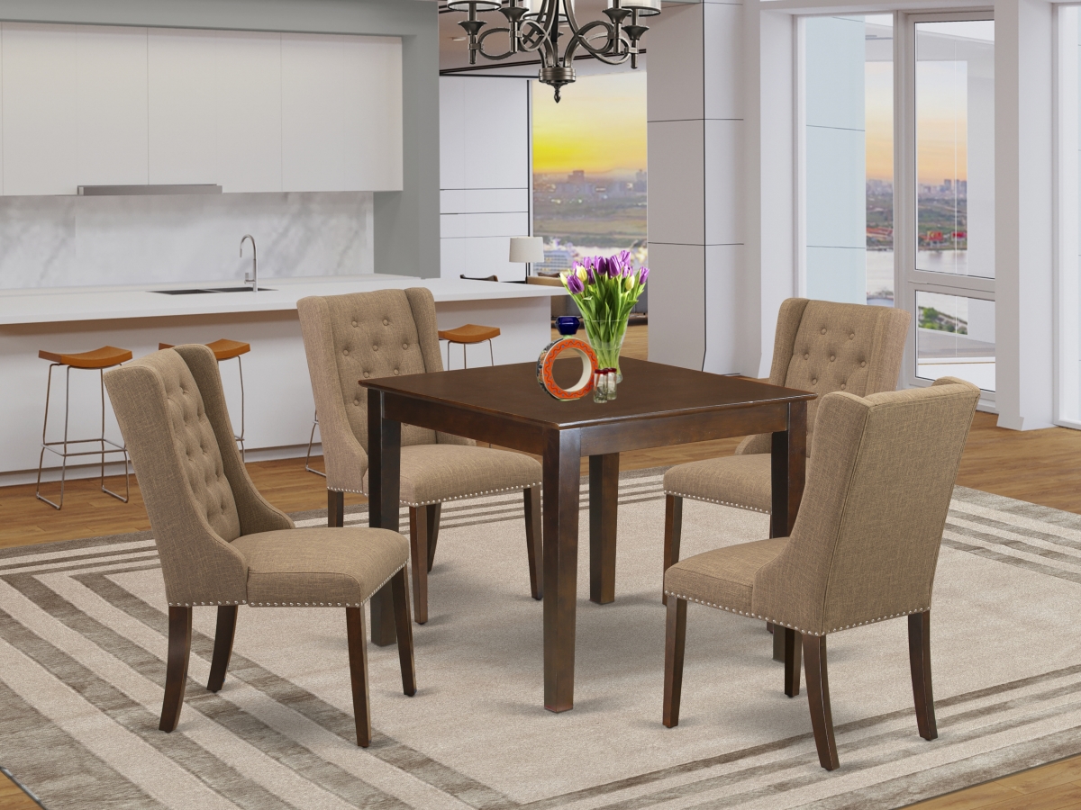 5 Piece Oxford Dining Room Table Set - Mahogany & Light Sable