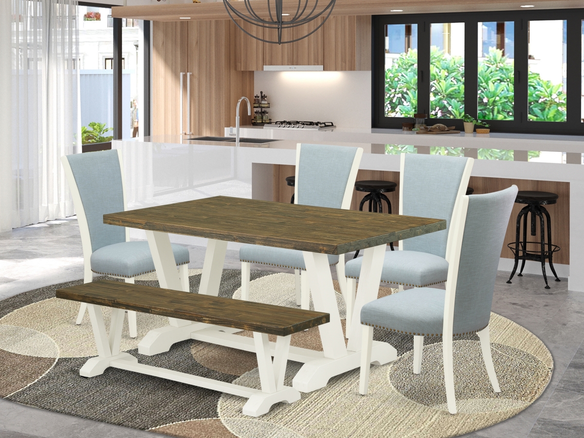 6 Piece V-Style Dining Set - Linen White