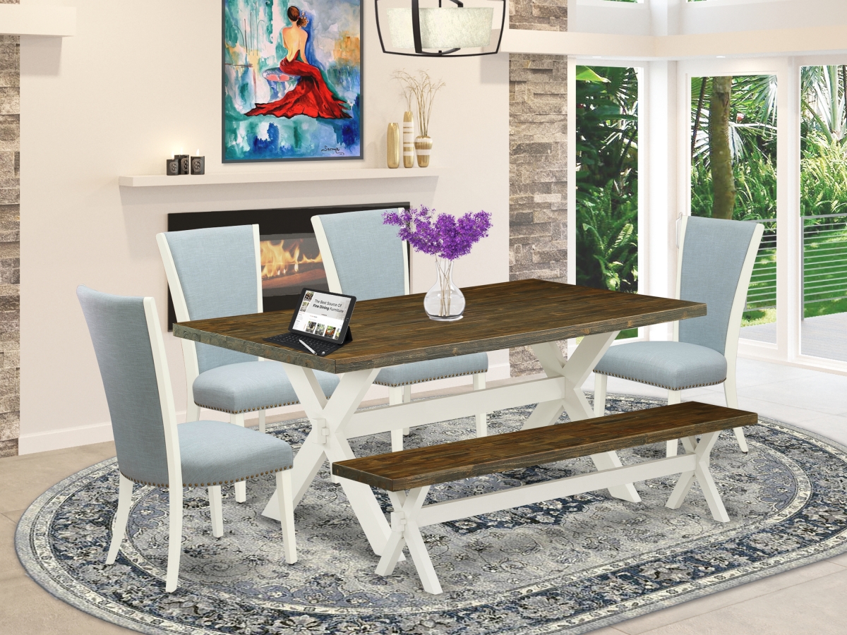 6 Piece X-Style Kitchen Table Set - Linen White
