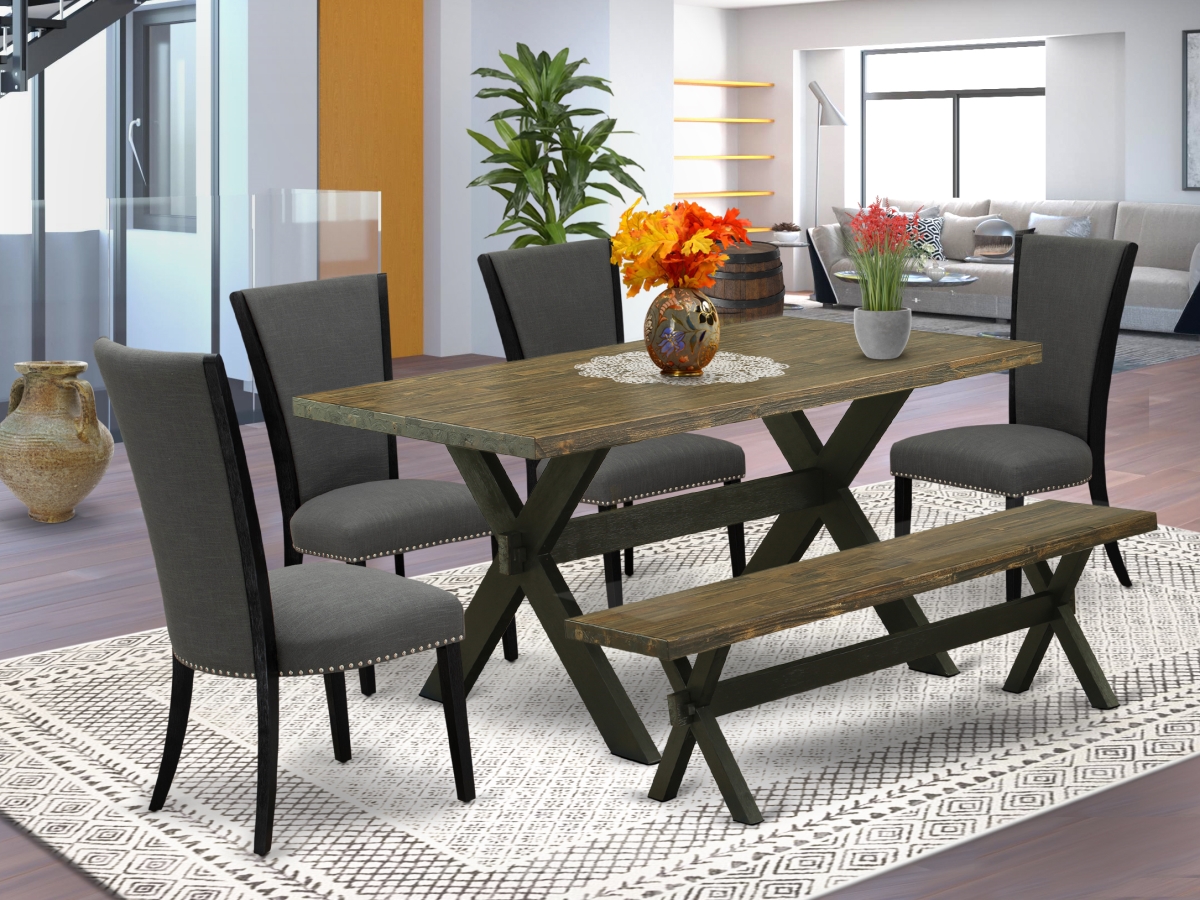 6 Piece X-Style Kitchen Table Set - Black