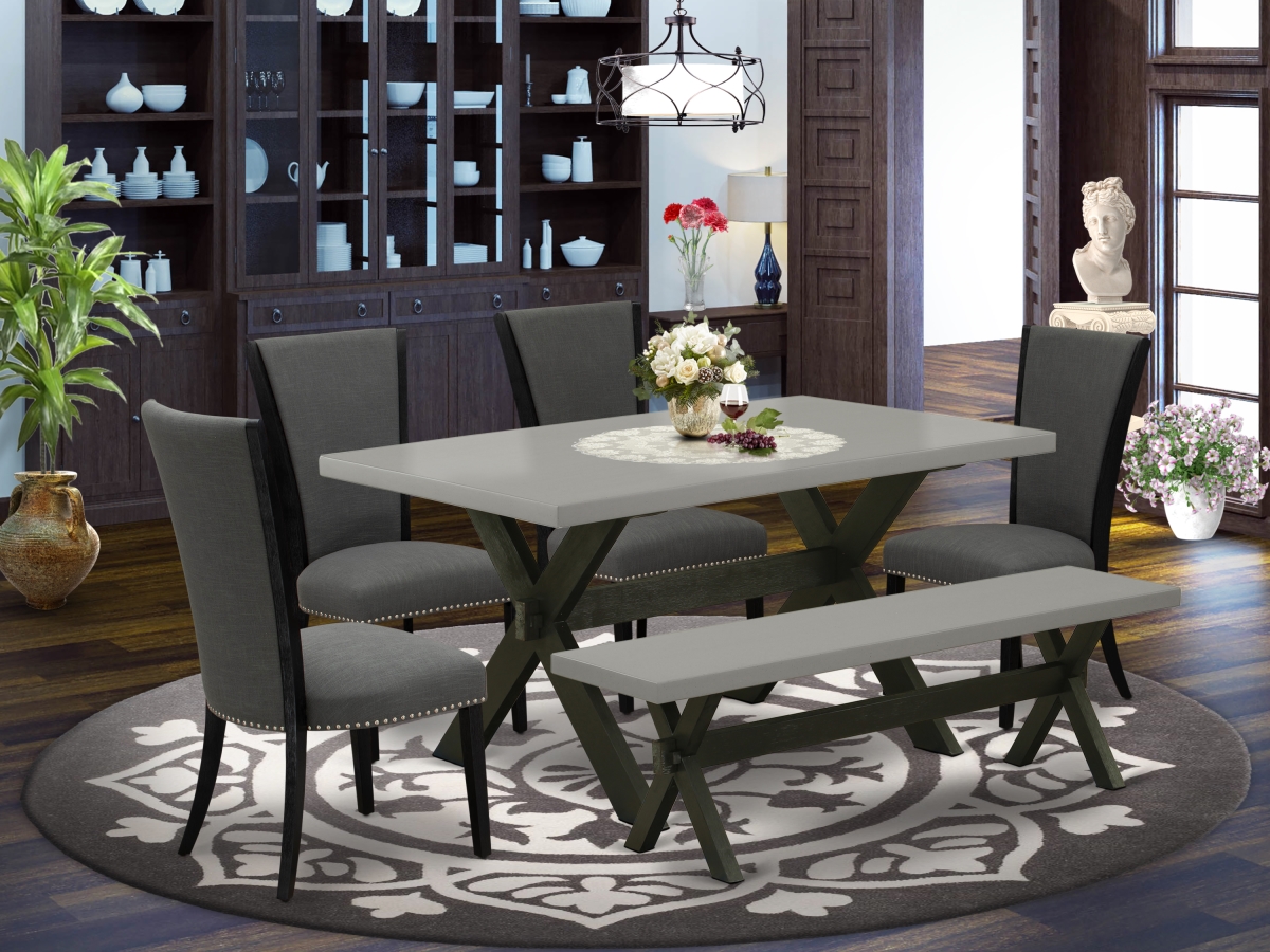 6 Piece X-Style Mid Century Dining Set - Black