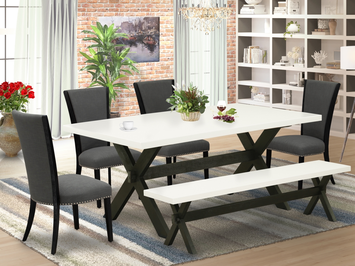 6 Piece X-Style Mid Century Dining Set - Black