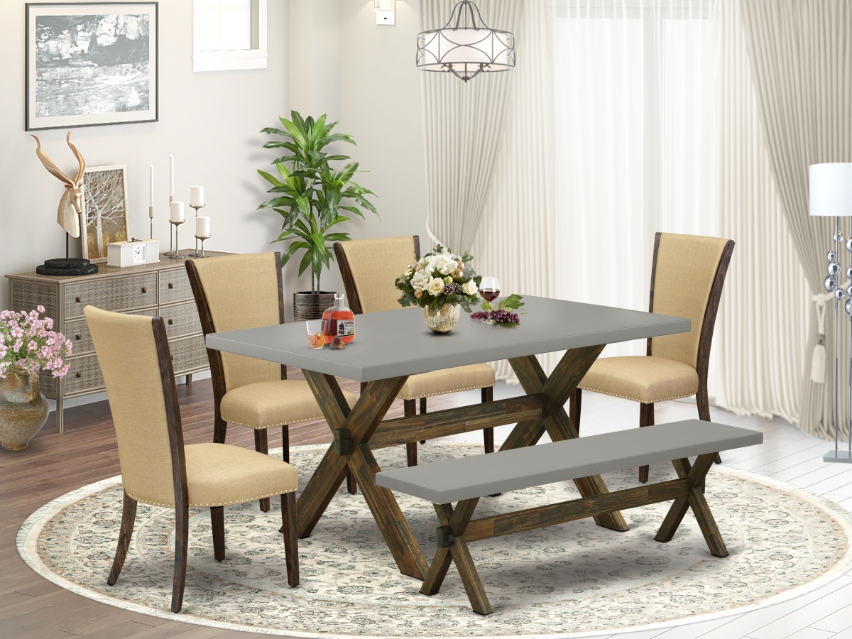 6 Piece X-Style Dining Room Set - Distressed Jacobean