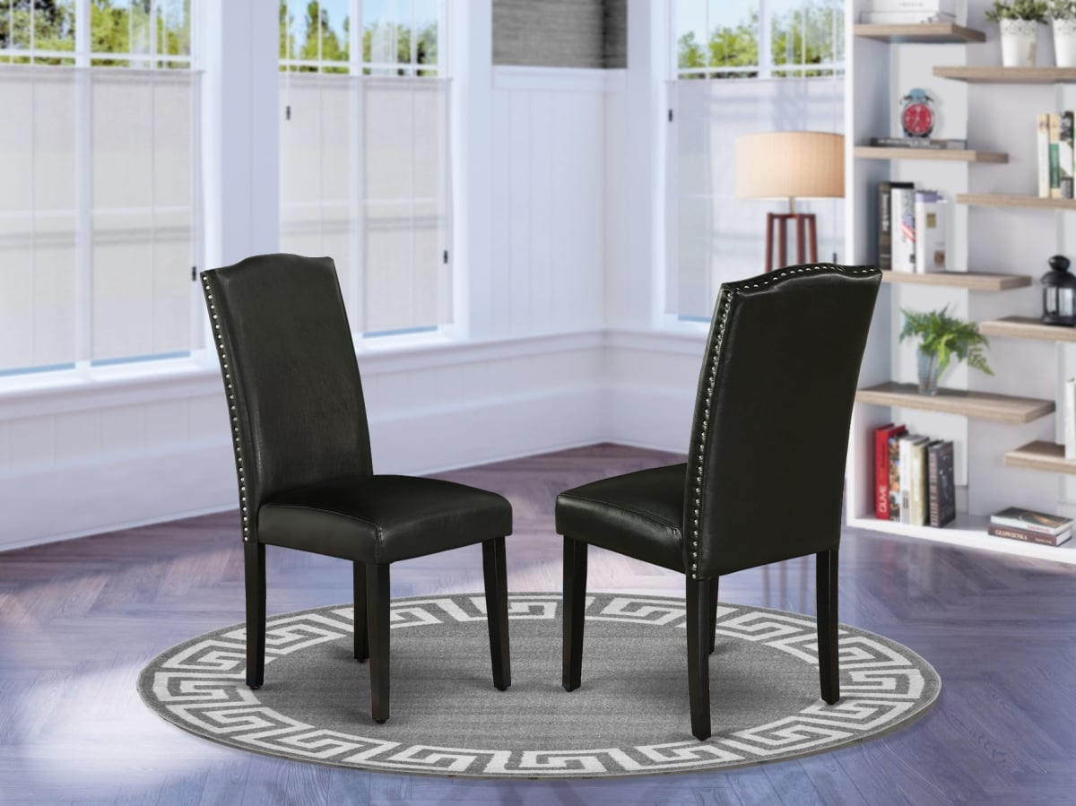 Encinal Parson Chair with Black Leg & Pu Leather - Black - Set of 2