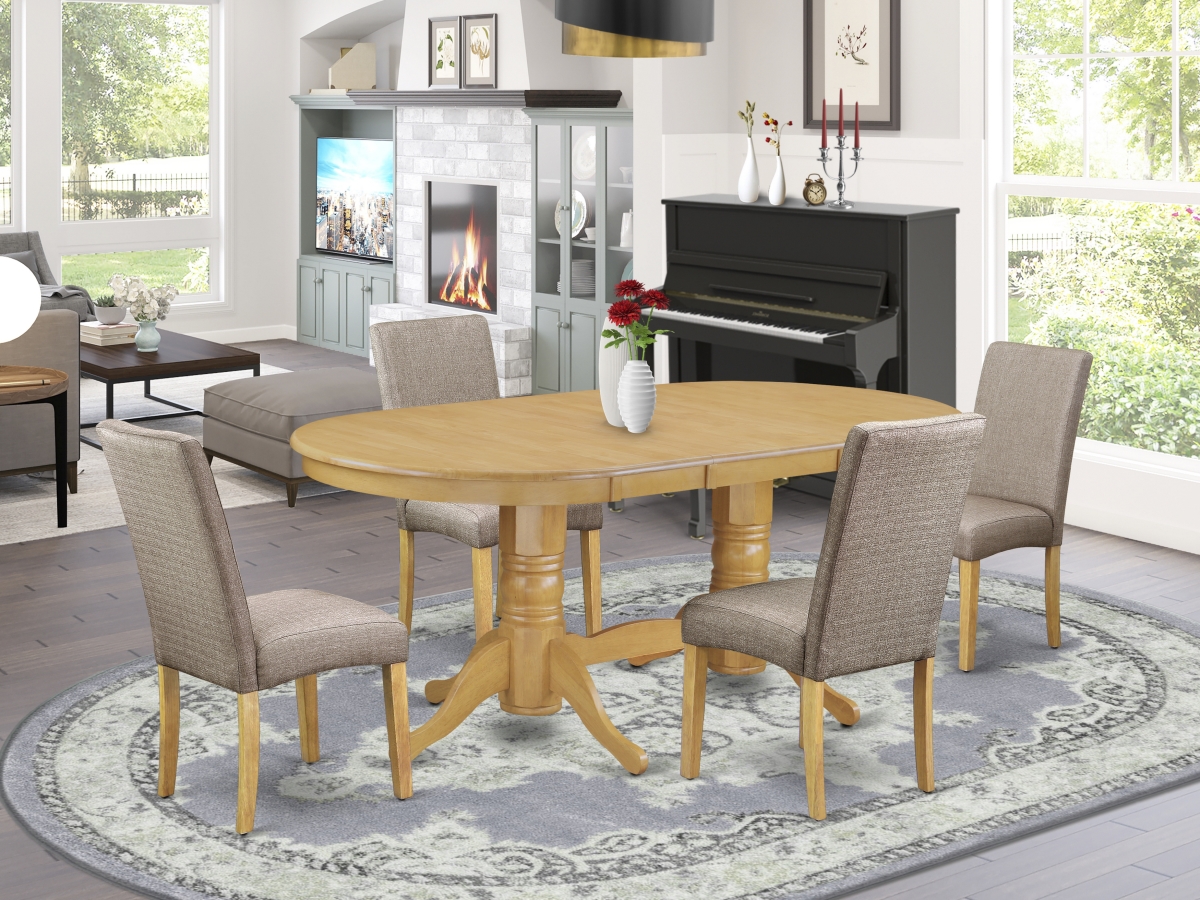 5 Piece Vancouver Dining Room Set - Oak & Dark Khaki