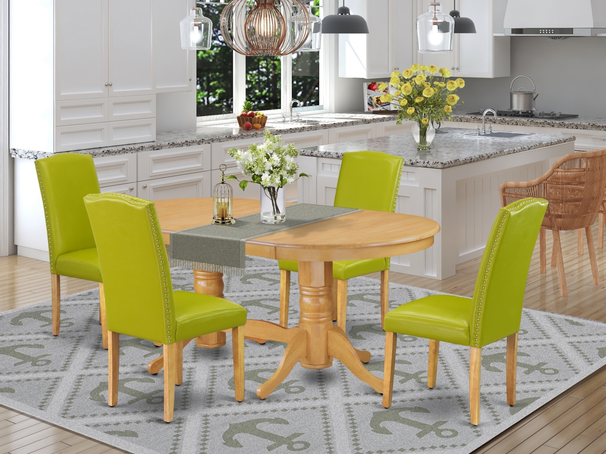 5 Piece Vancouver Dining Room Set - Oak & Autumn Green