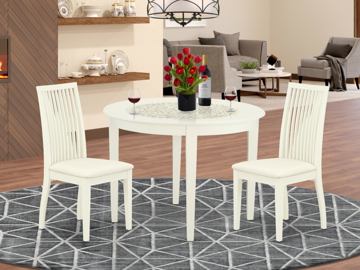 3 Piece Boston Dinette Set - Linen White