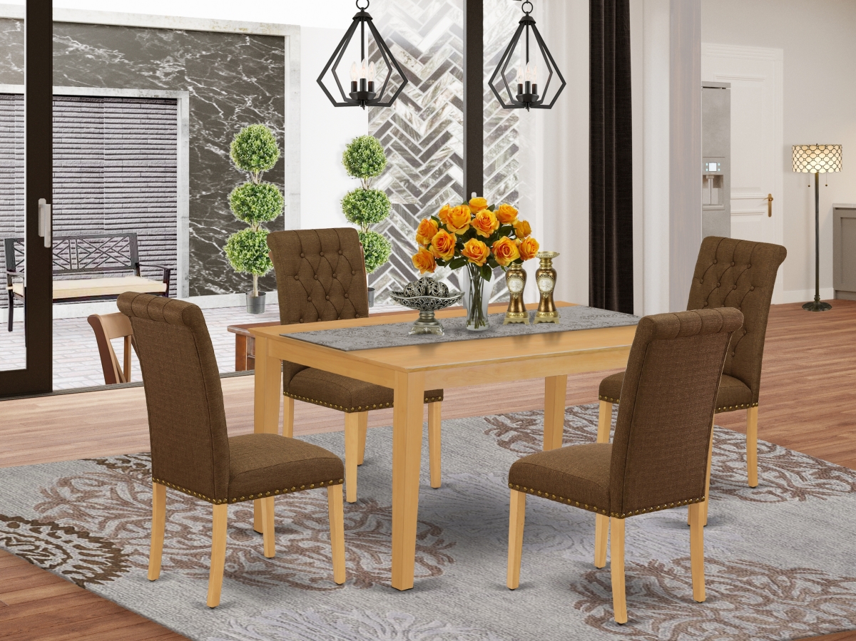 5 Piece Capri Dining Set - Oak & Dark Coffee