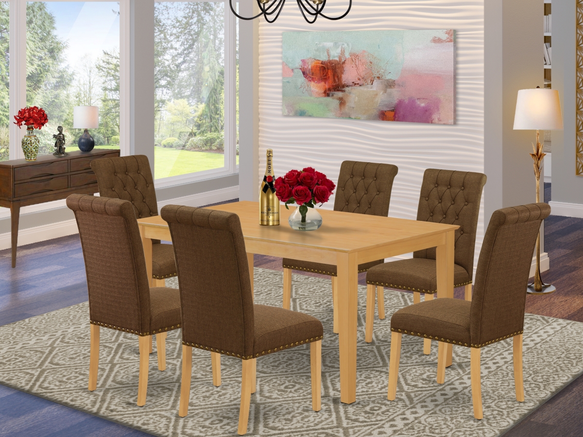 7 Piece Capri Dinette Set - Oak & Dark Coffee