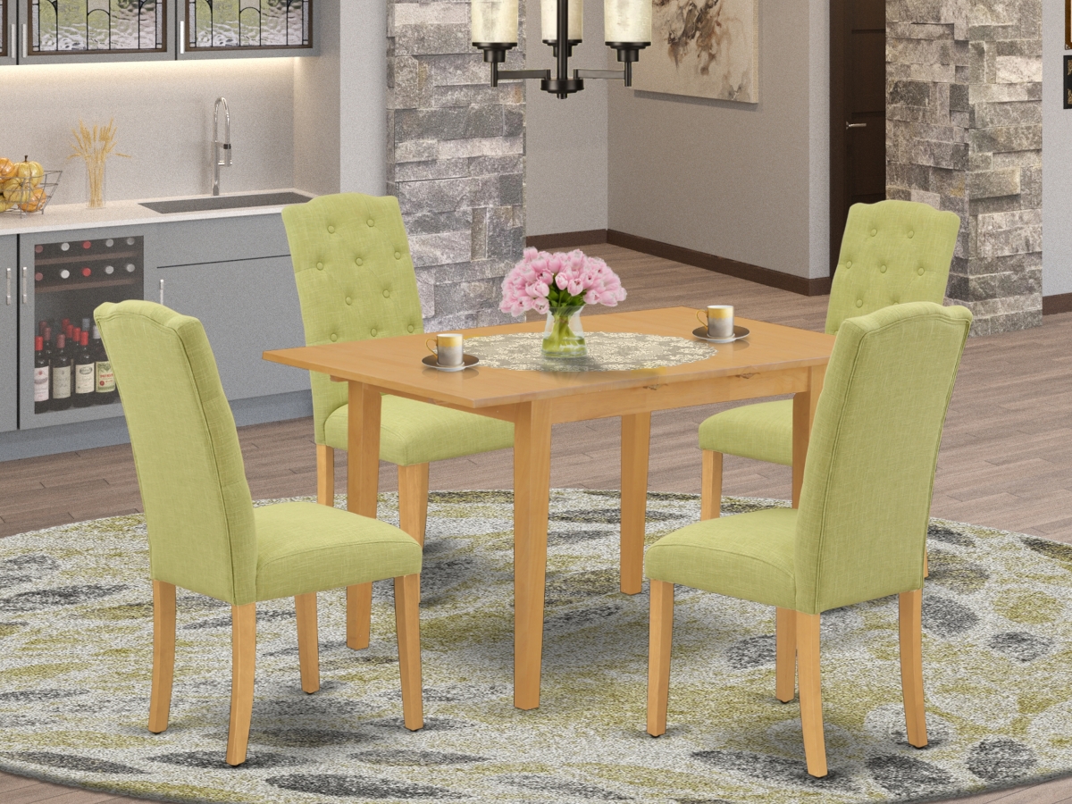 NOCE5-OAK-07 5 Piece Norfork Dining Set - Oak & Limelight