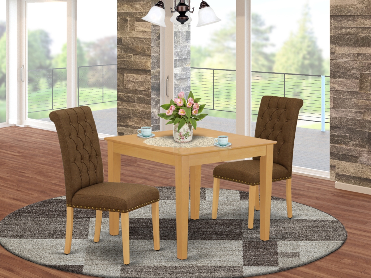 3 Piece Oxford Dinette Set - Oak & Dark Coffee