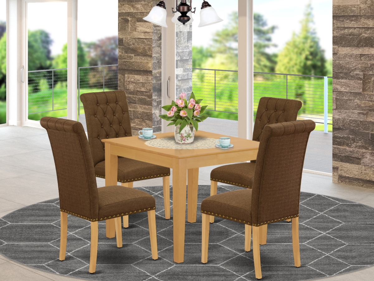 5 Piece Oxford Dining Set - Oak & Dark Coffee
