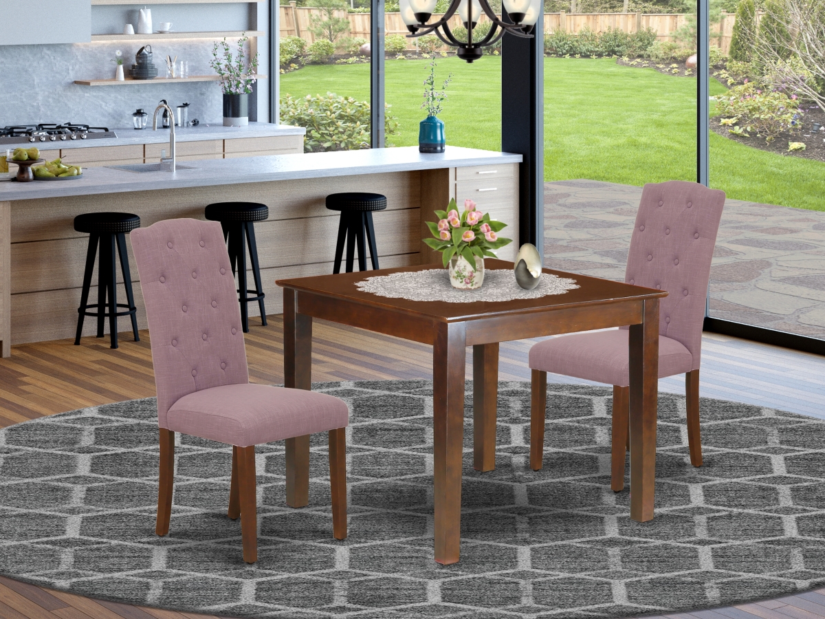 3 Piece Oxford Dinette Set - Mahogany & Dahlia