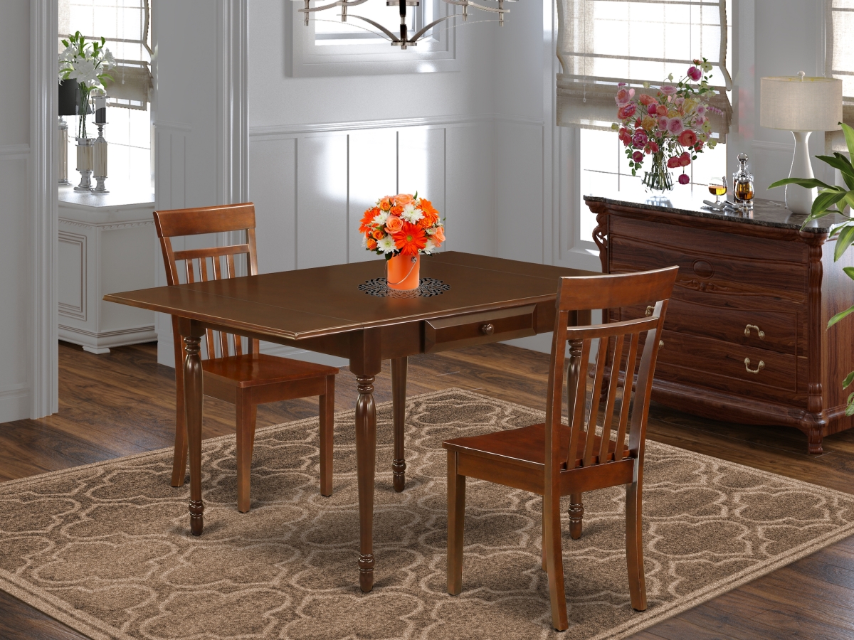 3 Piece Monza Dining Room Table Set - Mahogany