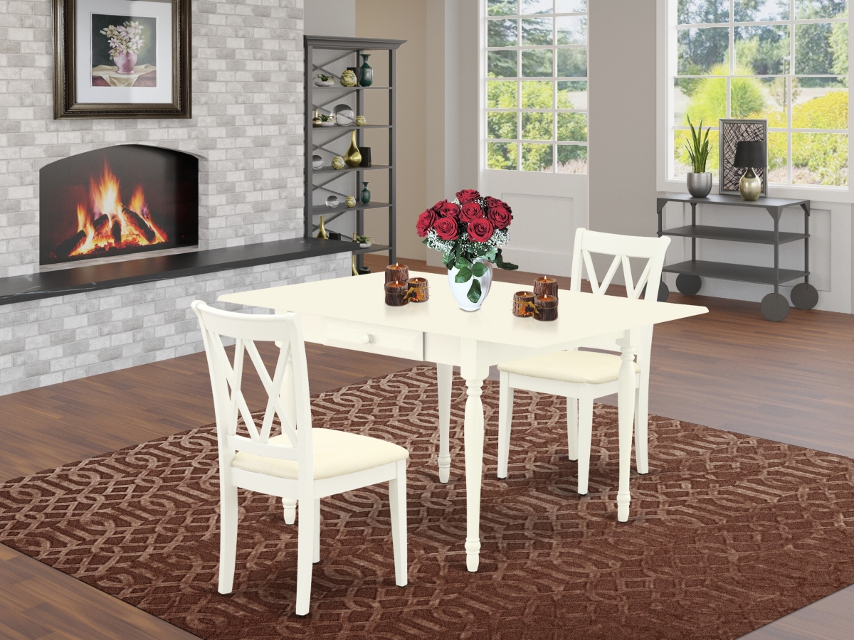 3 Piece Monza Dining Table Set - Linen White