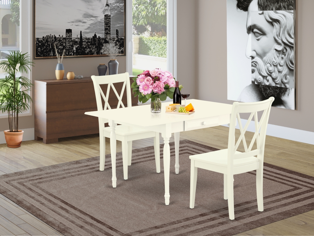 3 Piece Monza Dining Room Table Set - Linen White