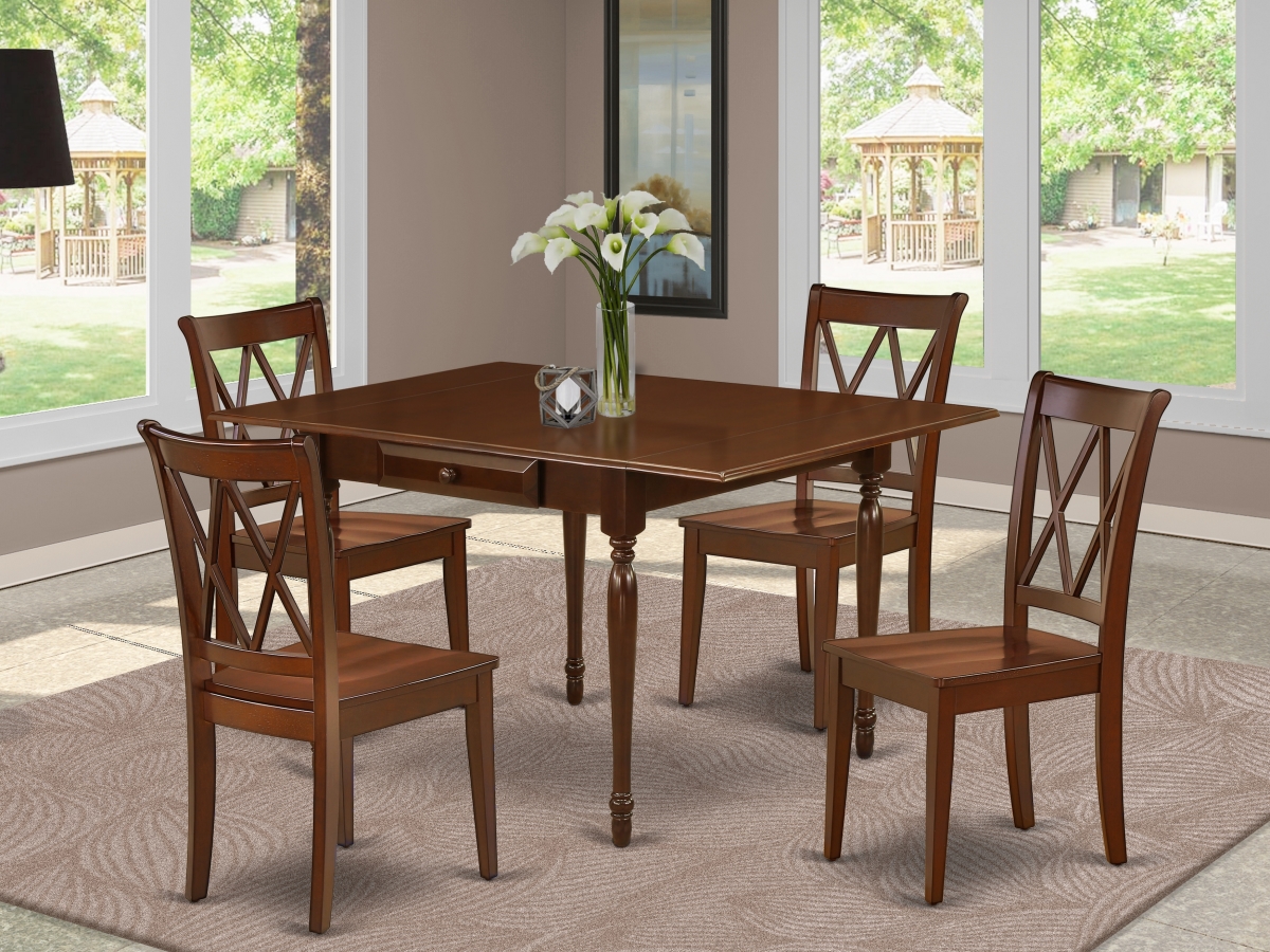 5 Piece Monza Modern Dining Table Set - Mahogany