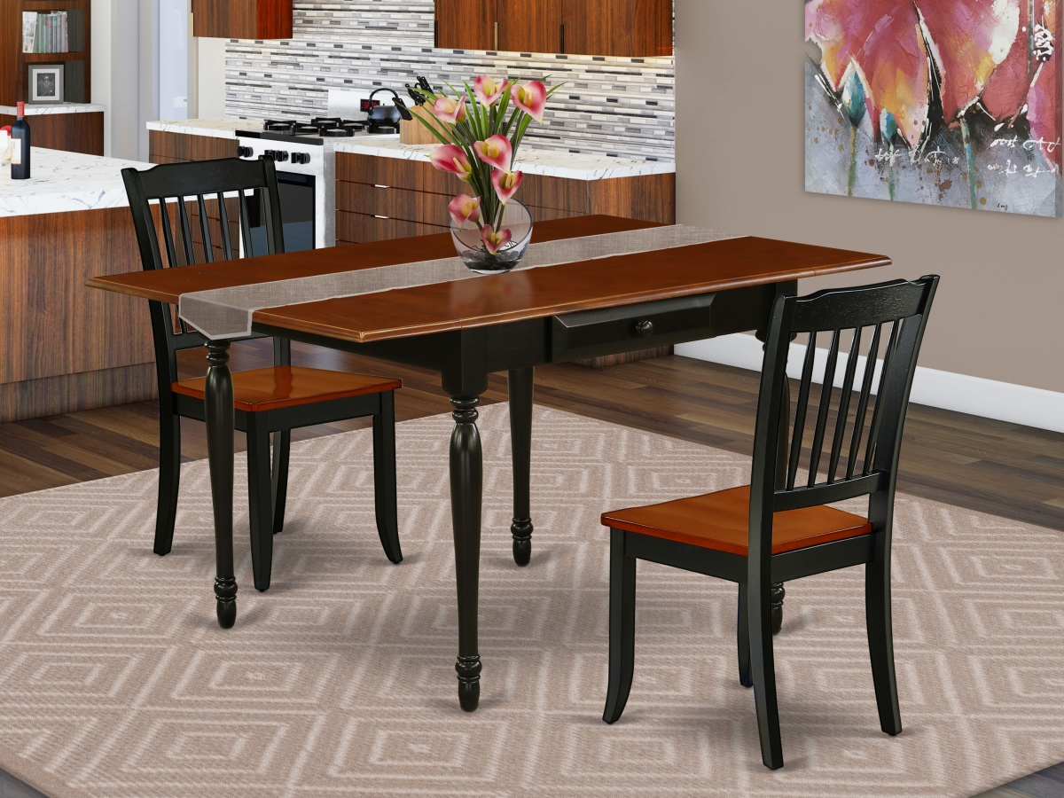 MZDA3-BCH-W 3 Piece Monza Dining Table Set - Black & Cherry