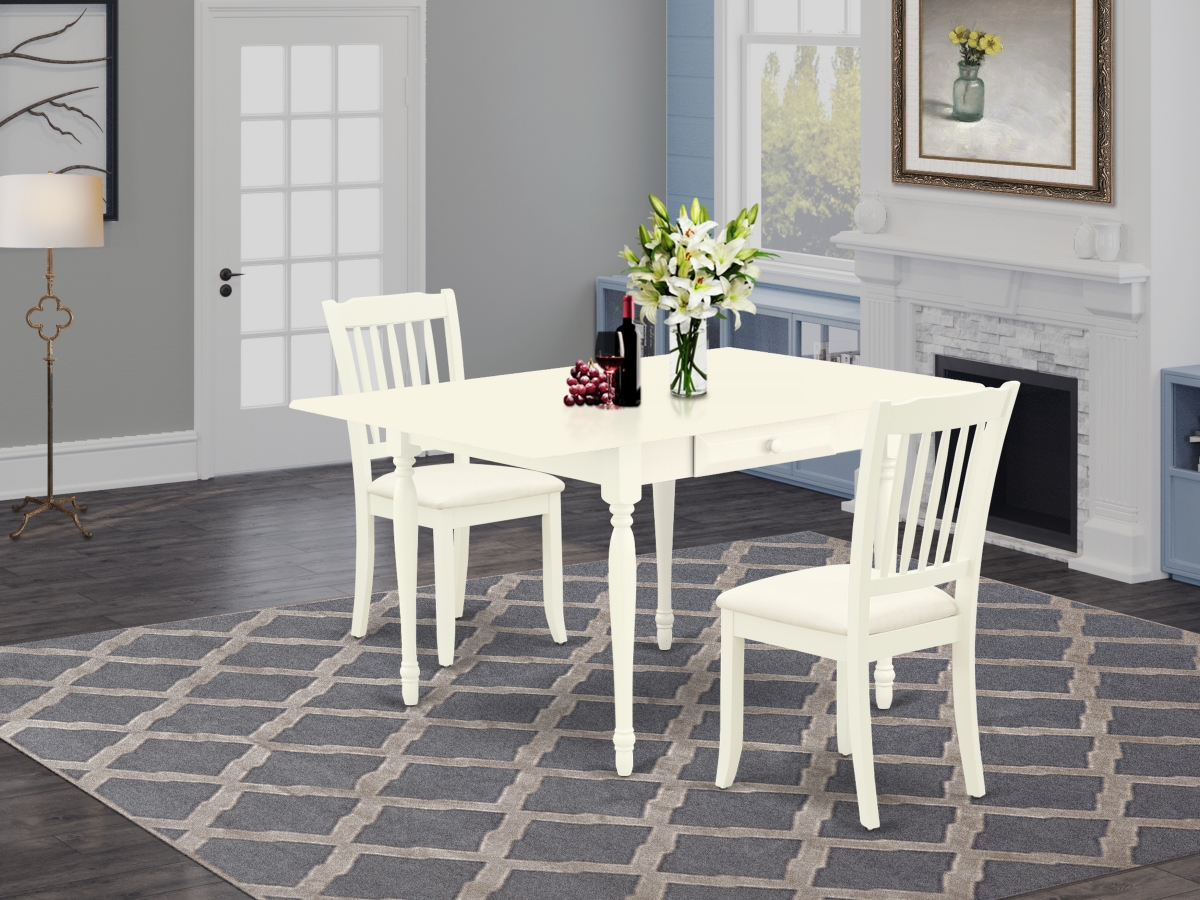 3 Piece Monza Dining Room Table Set - Linen White