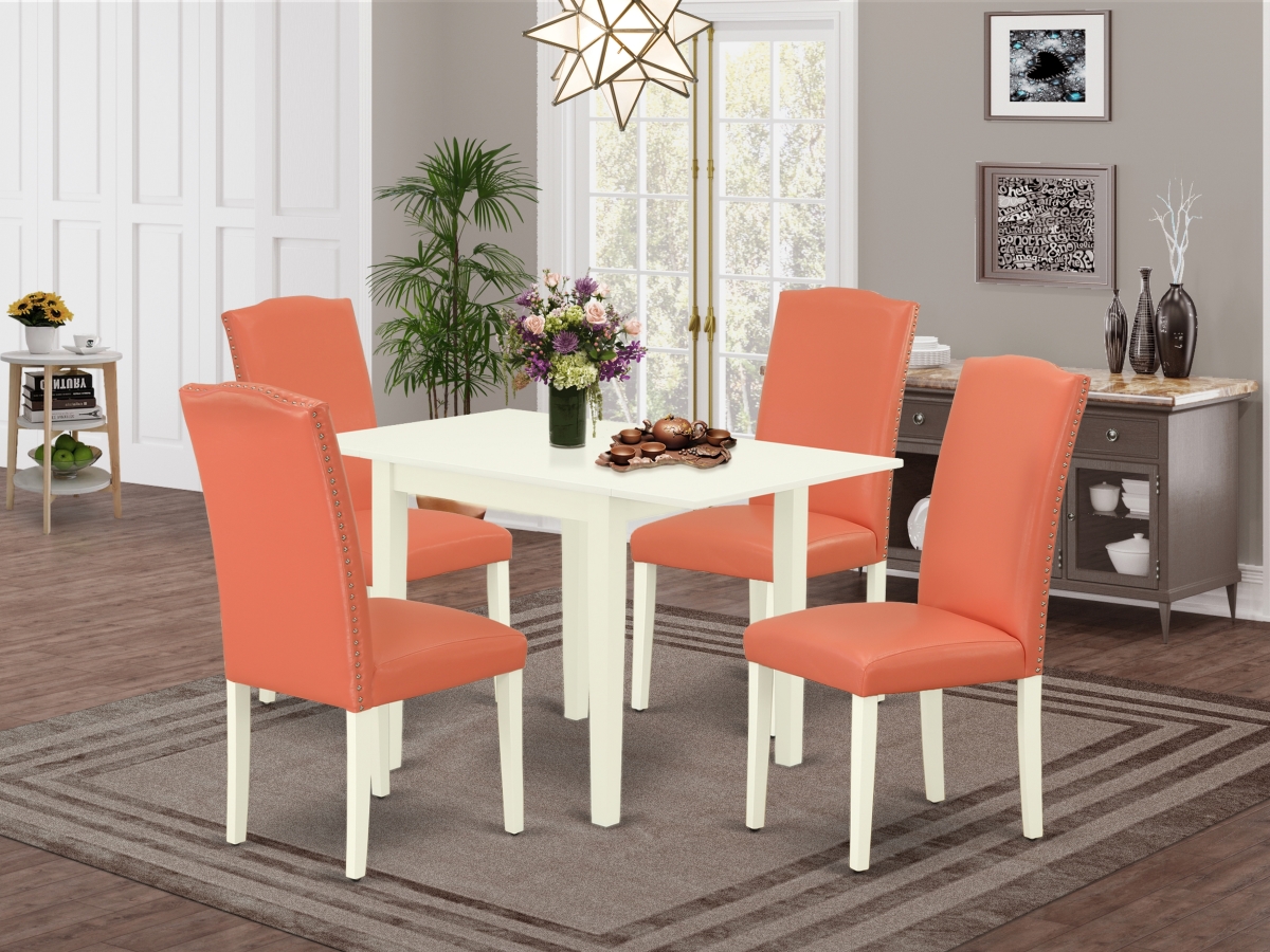 5 Piece Norden Dining Room Table Set - Pink Flamingo & Linen White