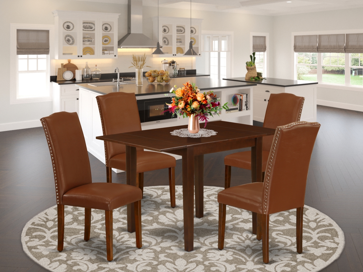 5 Piece Norden Dining Set - Brown & Mahogany