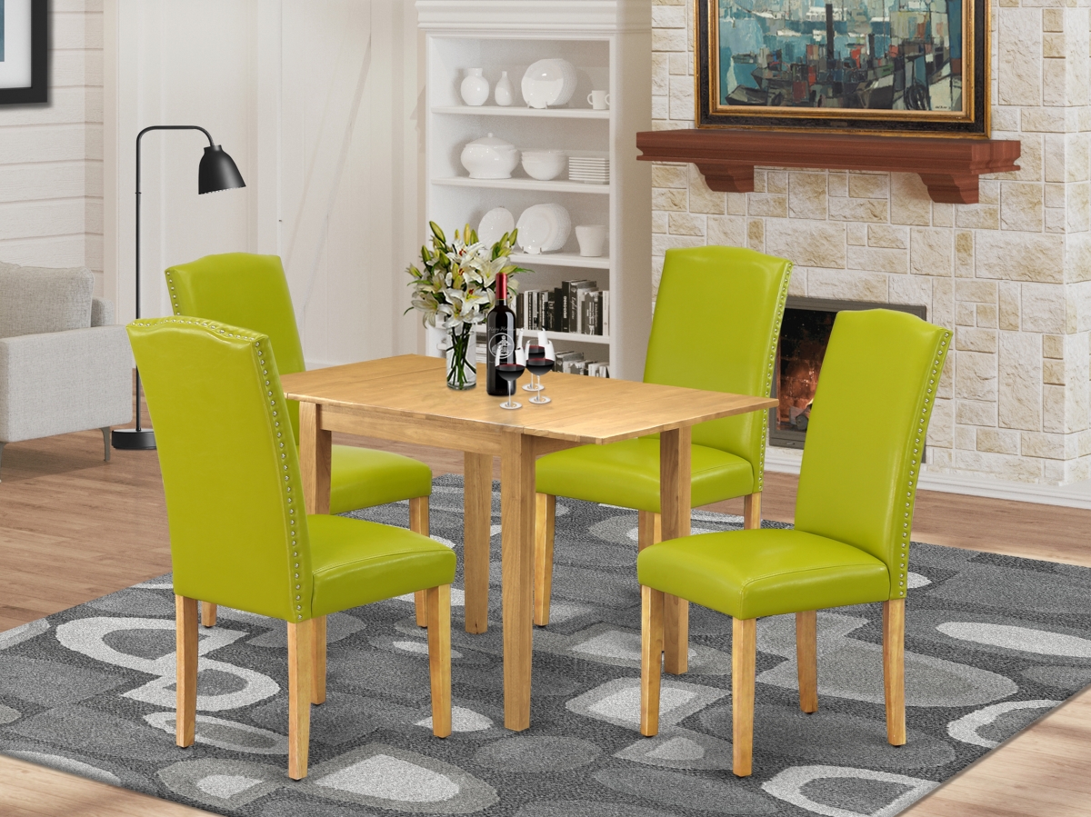 5 Piece Norden Dining Table Set - Autumn Green & Oak