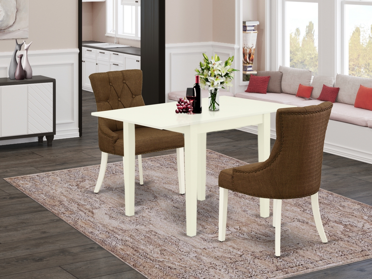 3 Piece Norden Dining Room Table Set - Dark Coffee & Linen White