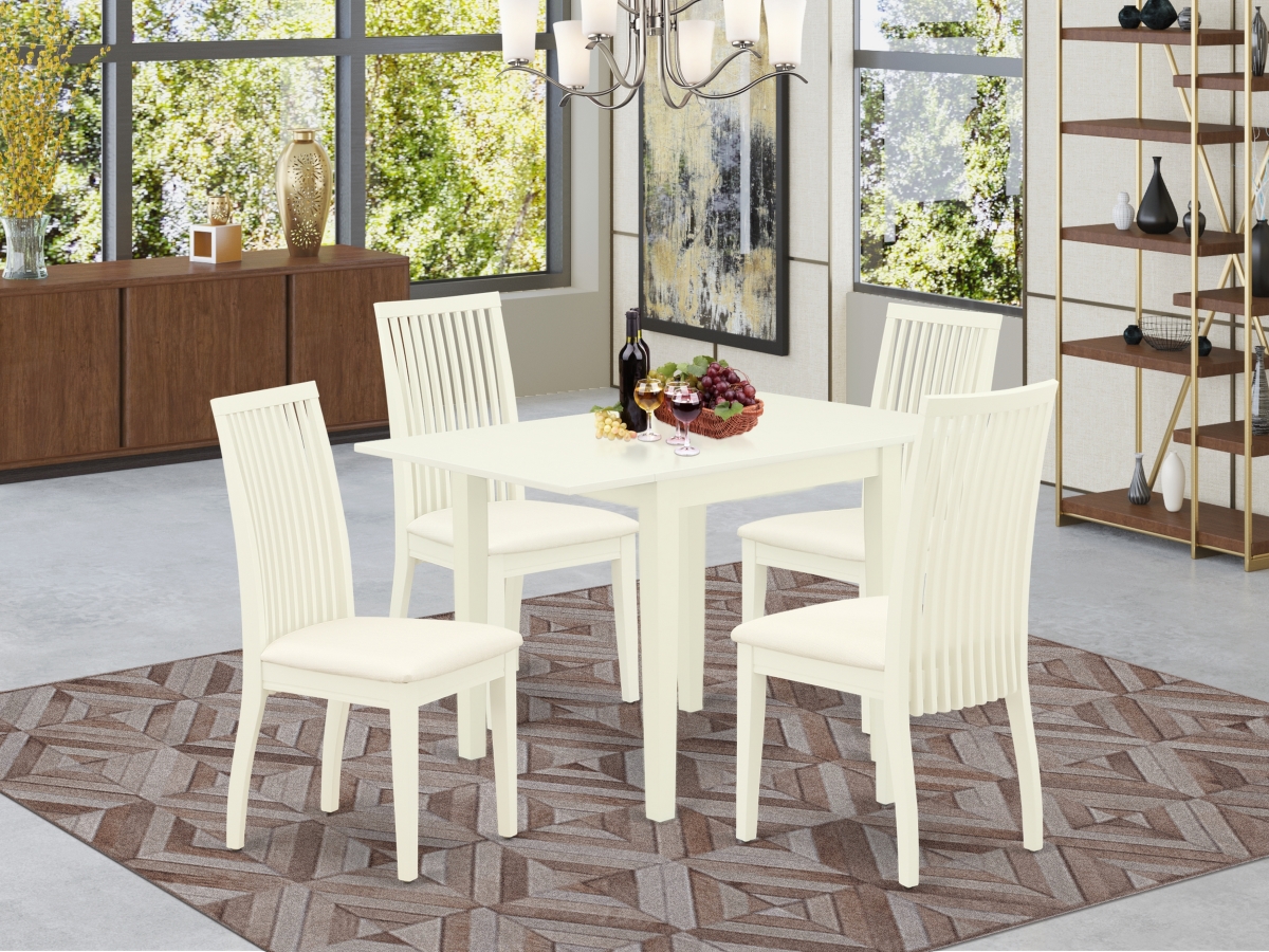 5 Piece Norden Wood Dining Table Set - Linen White