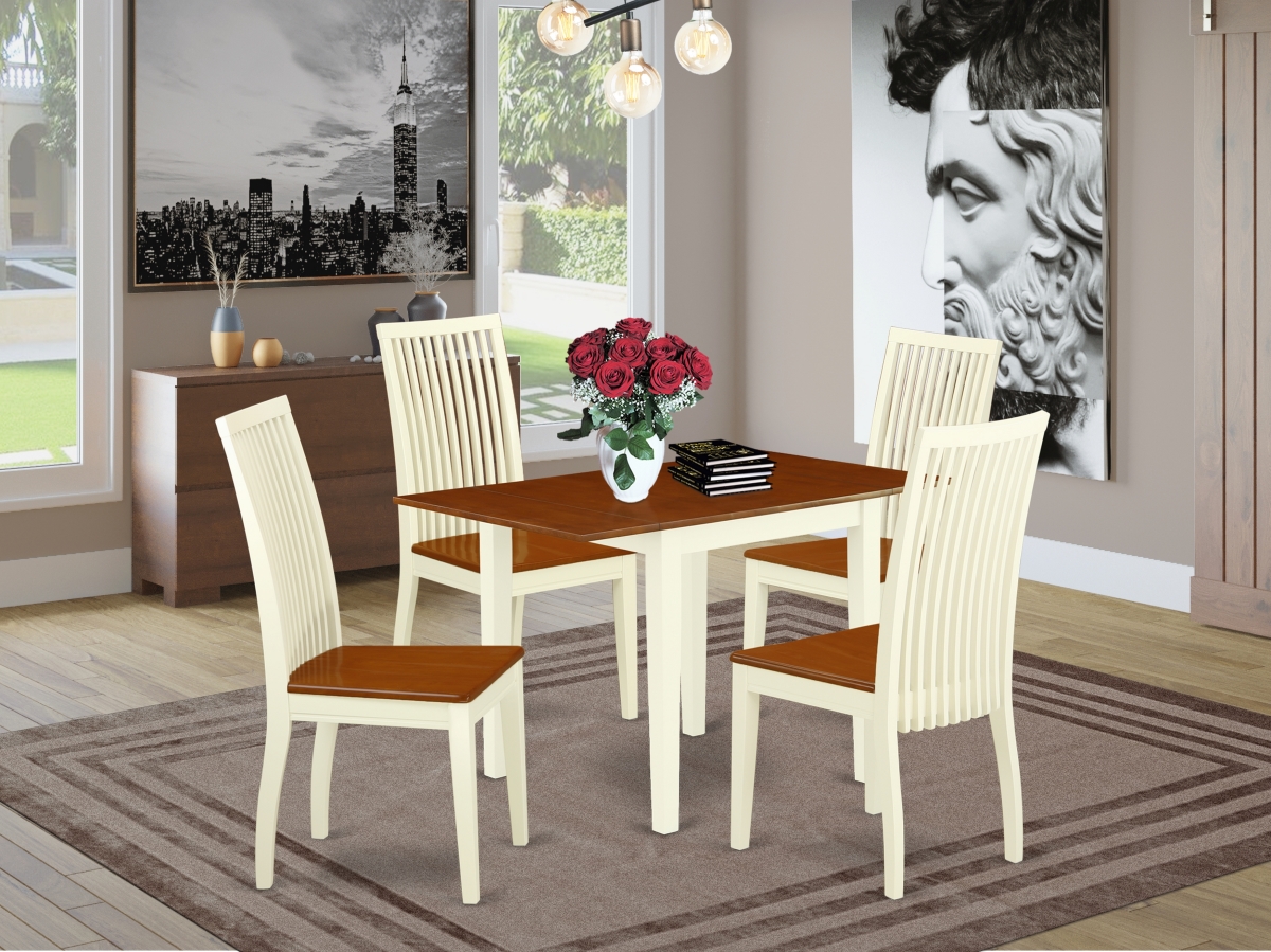 5 Piece Norden Modern Dining Table Set - Buttermilk & Cherry