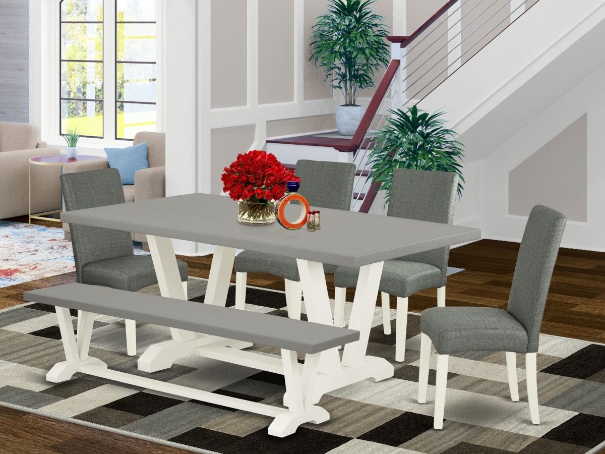 V097DR207-6 6 Piece V-Style Dining Room Set - Gray & Cement -  East West Furniture